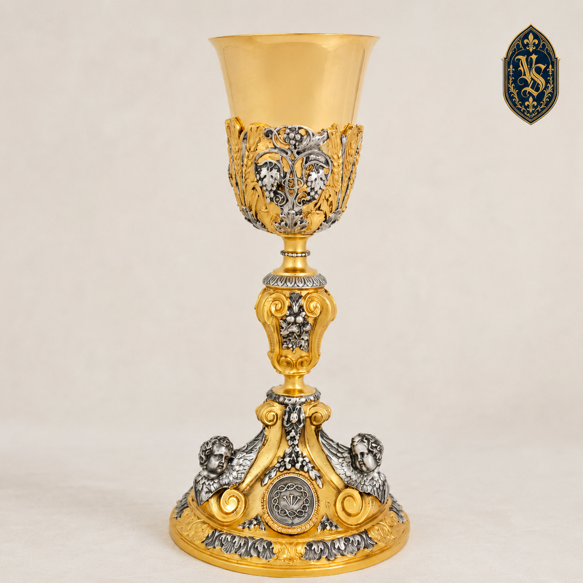 Calice doré-argenté, richement orné 27 cm – KSCM-007