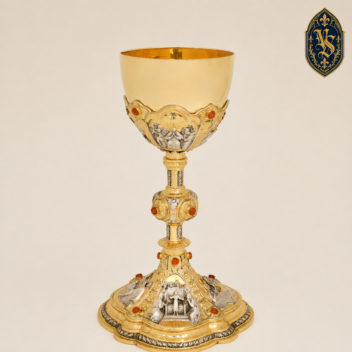 Calice doré, richement décoré de pierres 23,5 cm – KSCM-012