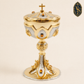 Ciborium liturgique bicolore avec pierres d'ambre 25 cm – CBSCM-003
