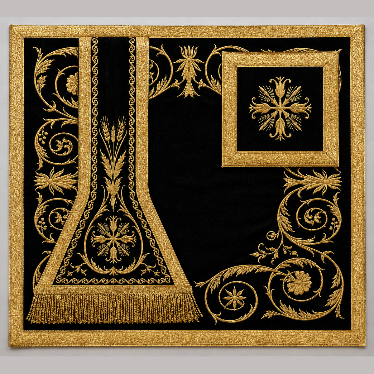 Chasuble romaine avec broderie Noire