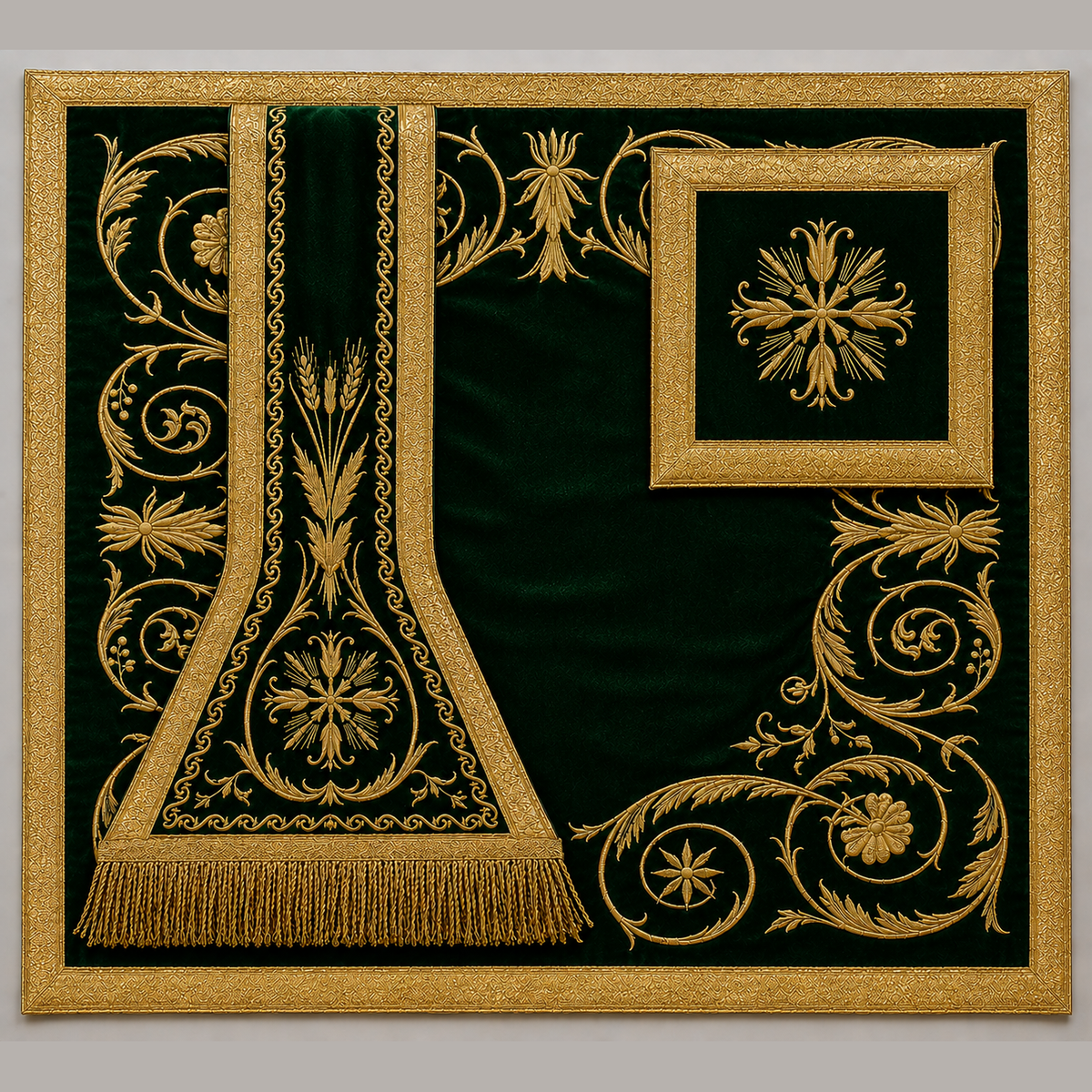 Chasuble romaine brodée verte