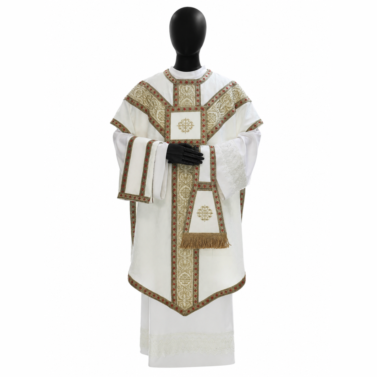 Chasuble de style Pugin blanche
