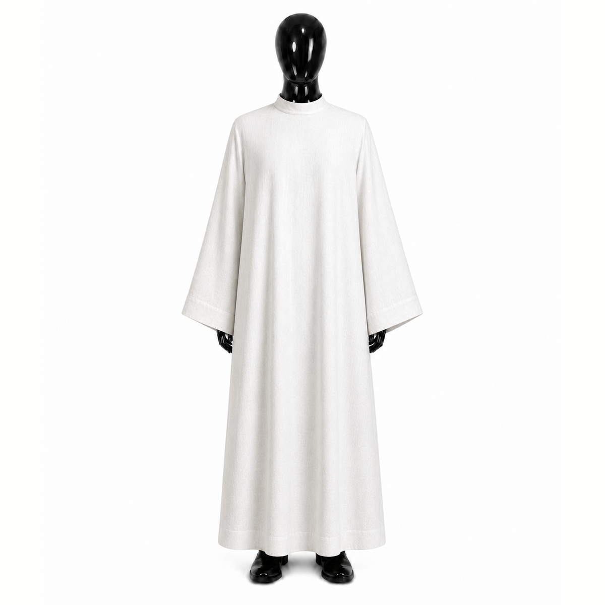 Aube en lin lisse avec col ALB01-018