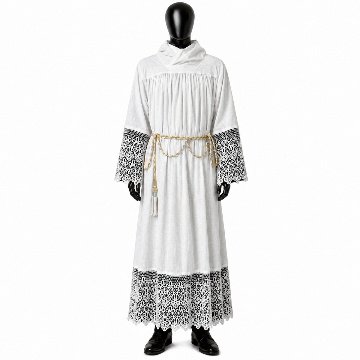 Ensemble : aube en lin + huméral ALB01-025