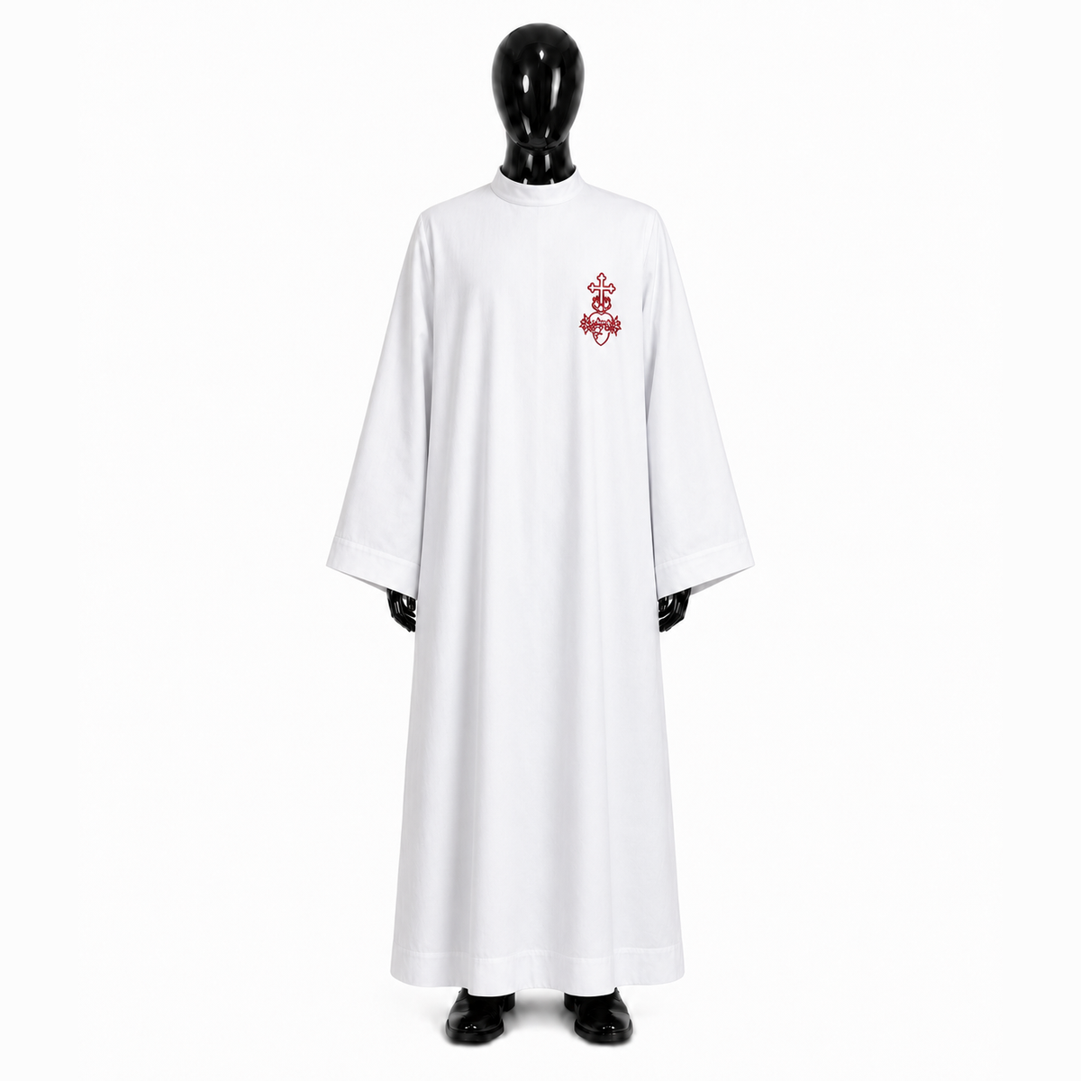 Aube avec le Sacré-Cœur de Jésus brodé sur la poitrine gauche ALB01-013