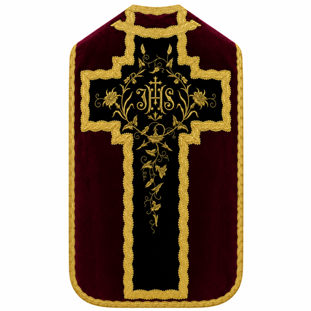 Chasuble romaine bordeaux