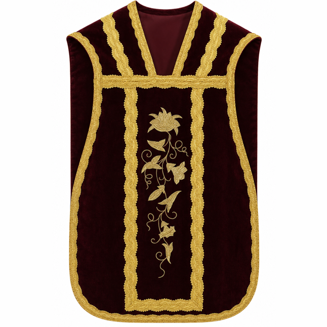 Chasuble romaine bordeaux