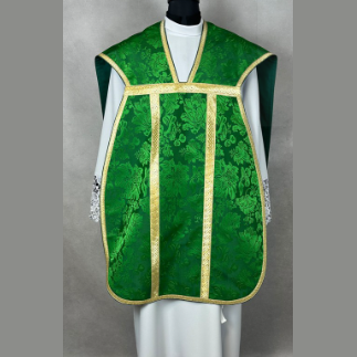 Chasuble romaine avec croix Verte