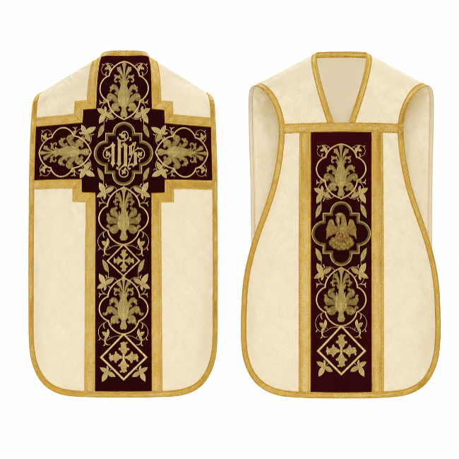 Chasuble romaine avec croix Crème
