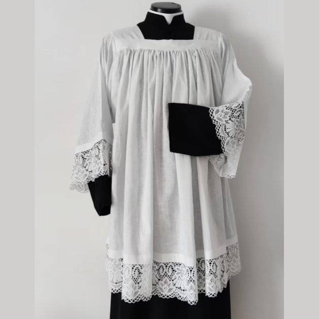 Aube en coton avec dentelle KMR01-026