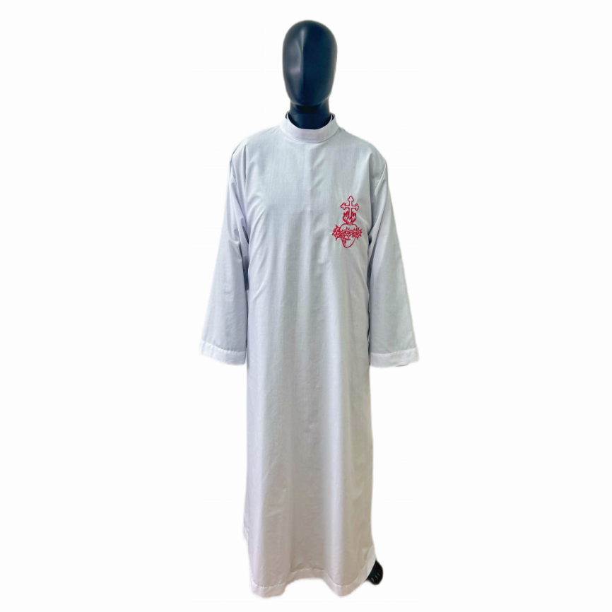 Aube avec le Sacré-Cœur de Jésus brodé sur la poitrine gauche ALB01-013
