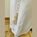 Cingulum blanc et or avec finition décorative CG01-005