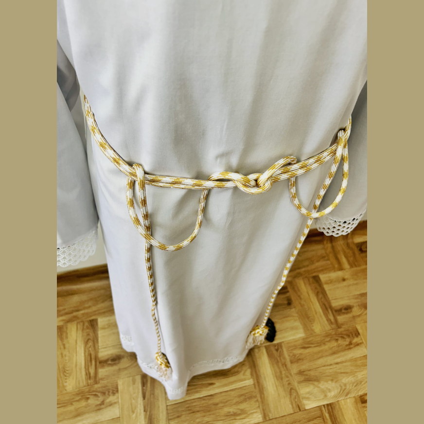 Cingulum blanc et doré avec finition tressée CG01-006