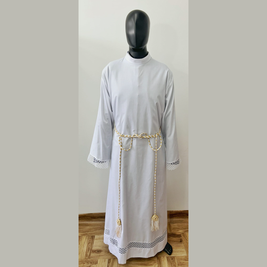 Cingulum blanc et doré avec finition tressée CG01-006