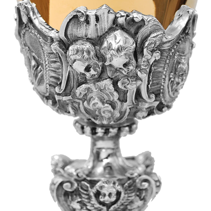 Calice liturgique bicolore, richement décoré 26 cm – KSCM-016