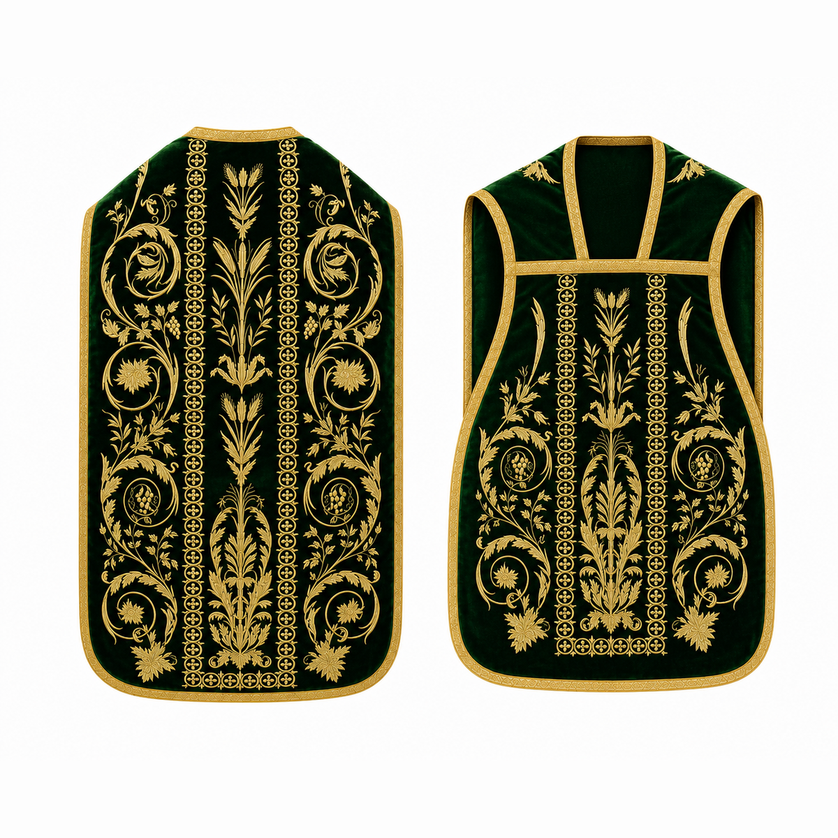 Chasuble romaine brodée verte