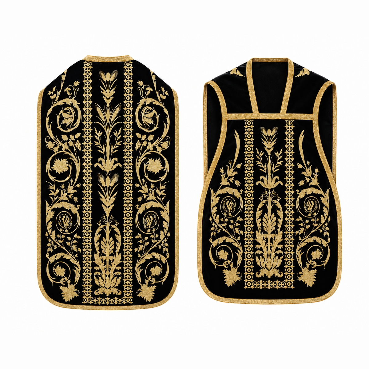 Chasuble romaine avec broderie Noire