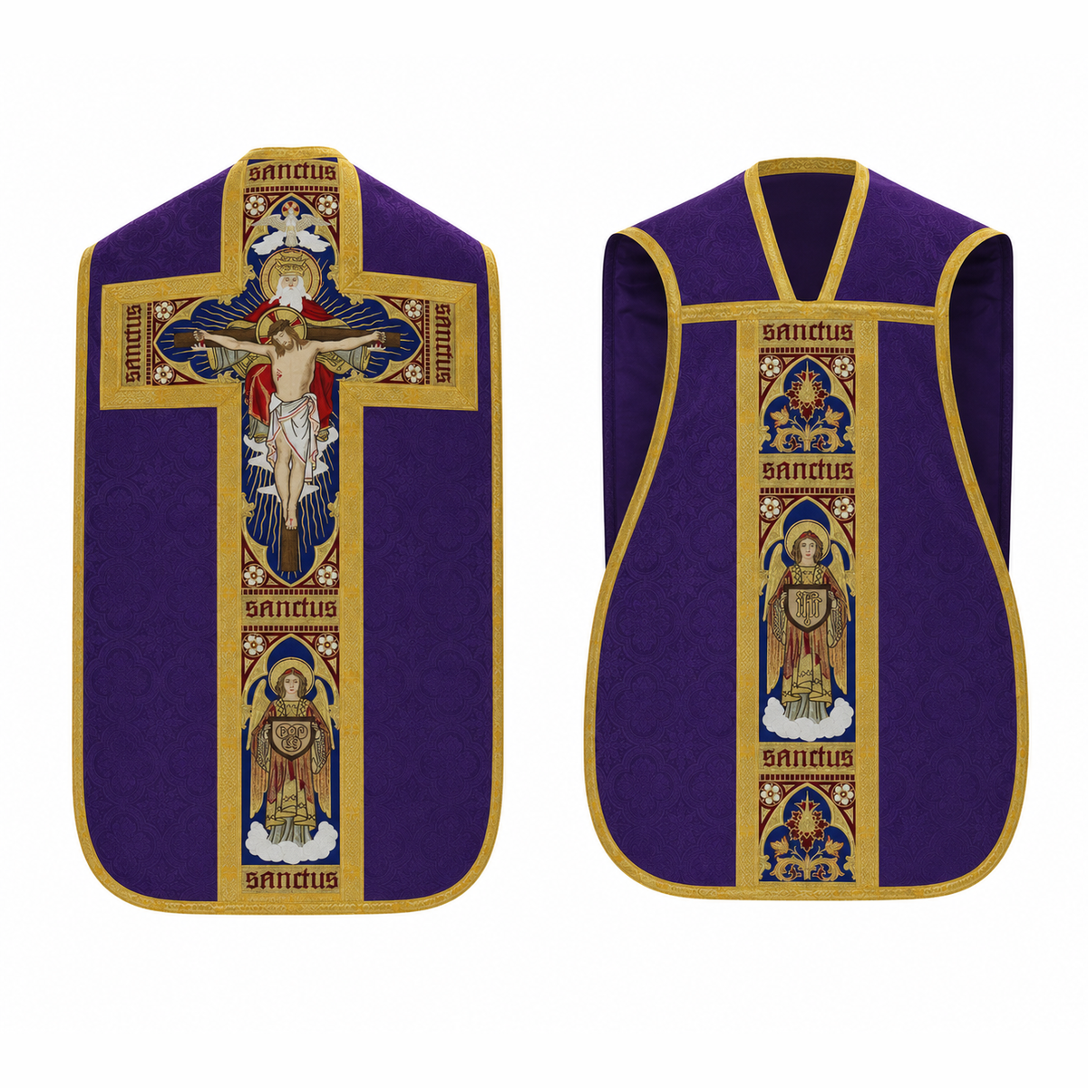 Chasuble romaine avec la Sainte Trinité Violette
