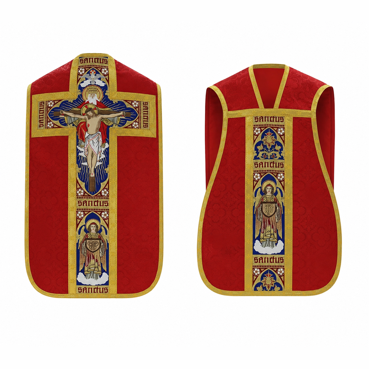 Chasuble romaine avec la Sainte Trinité Rouge