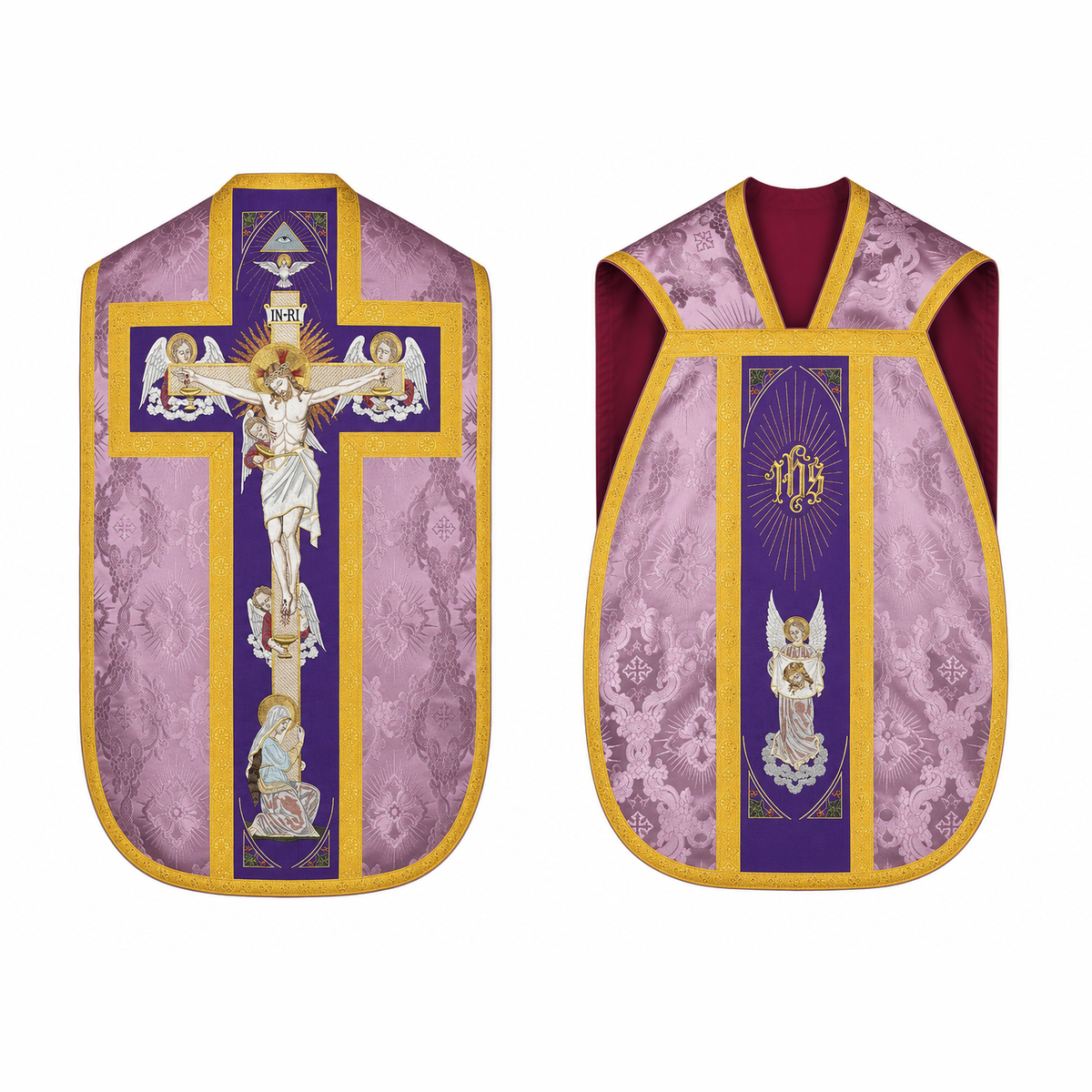 Chasuble romaine « Crucifixion » Rose