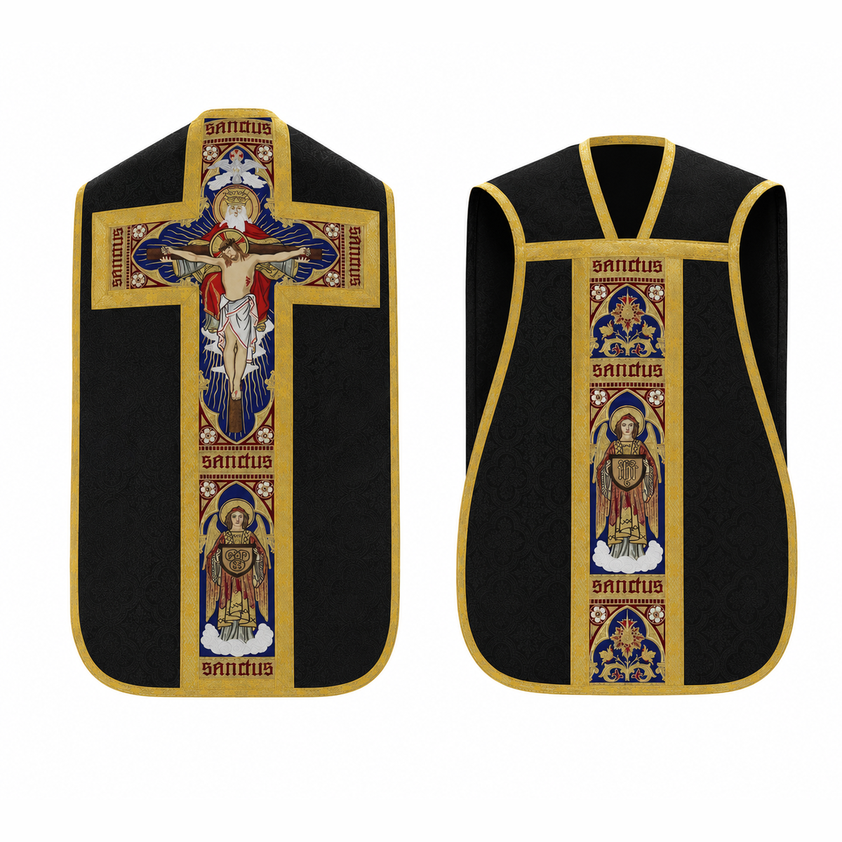 Chasuble romaine avec la Sainte Trinité Noir