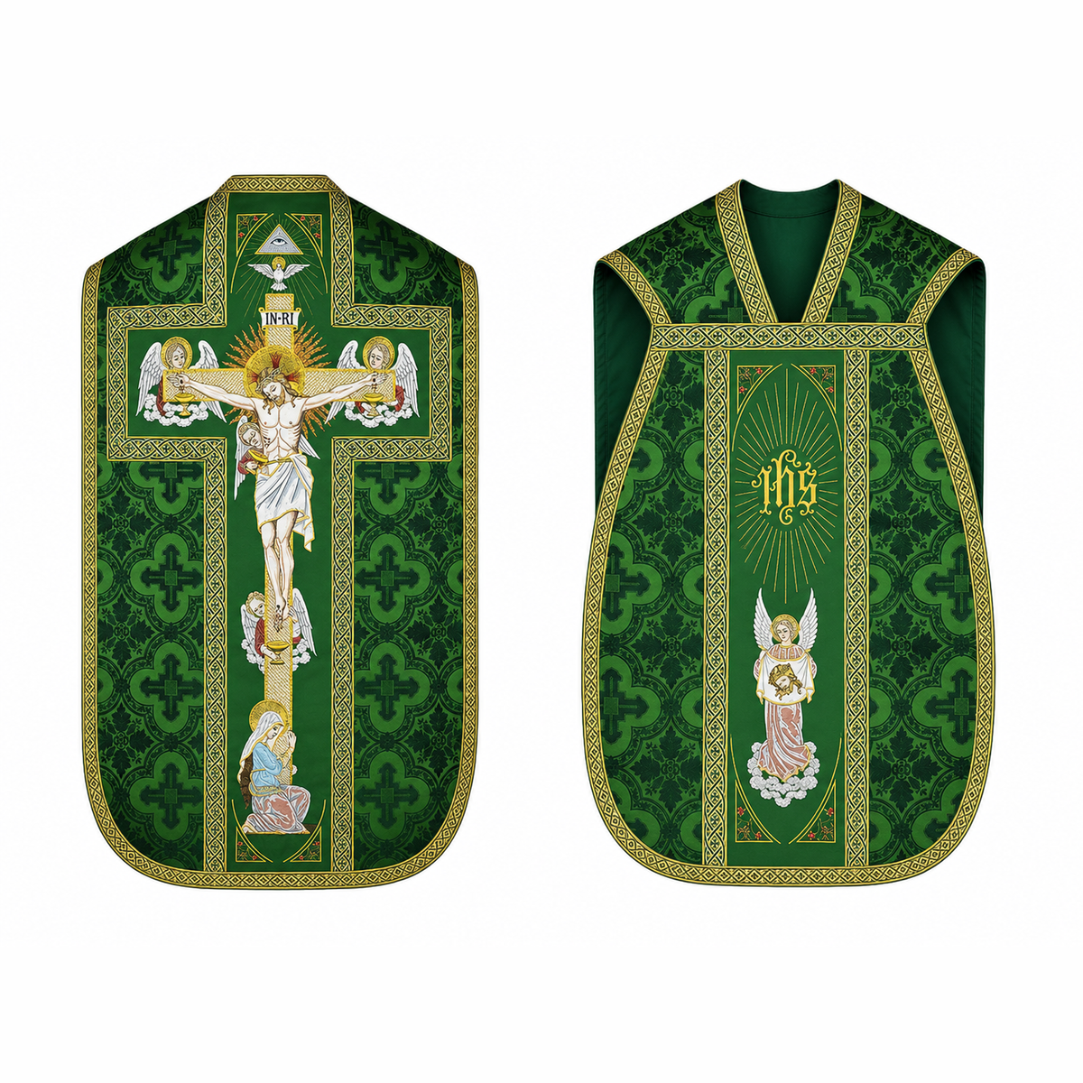 Chasuble romaine « Crucifixion » Verte