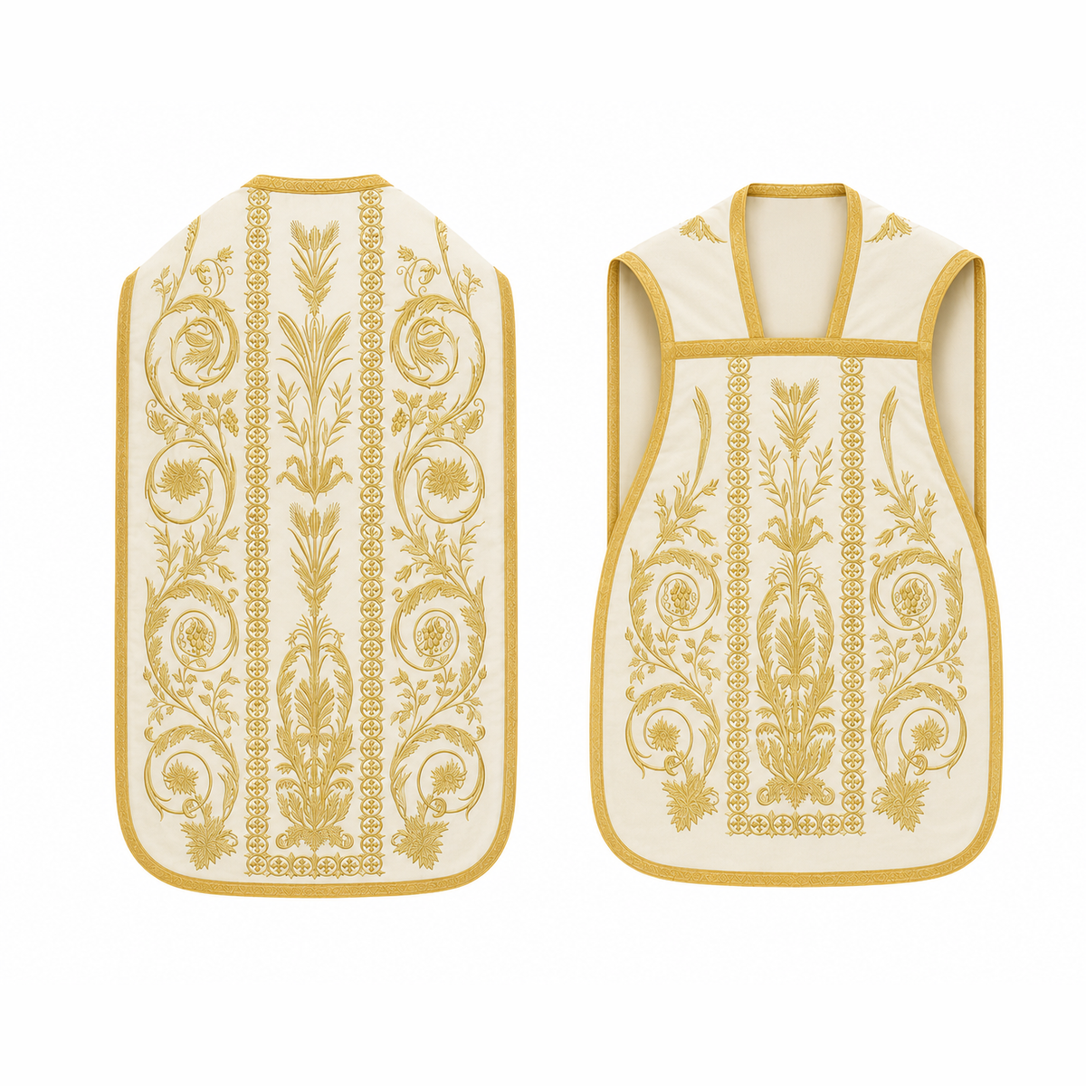 Chasuble romaine brodée Crème