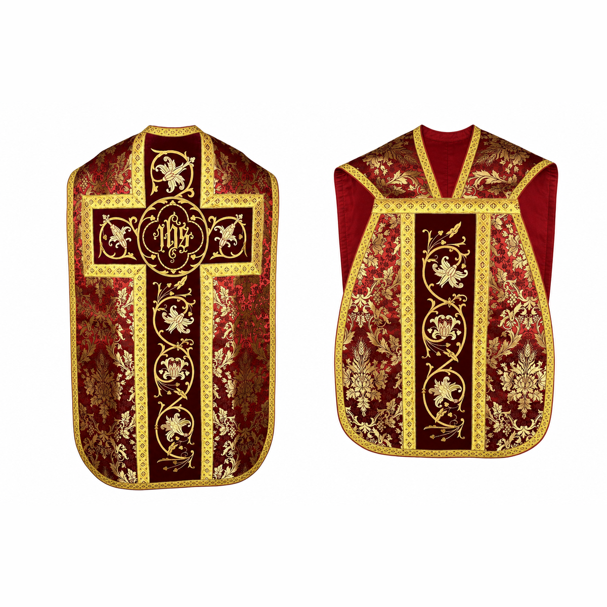 Chasuble romaine avec croix rouge