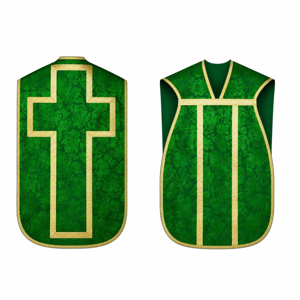 Chasuble romaine avec croix Verte