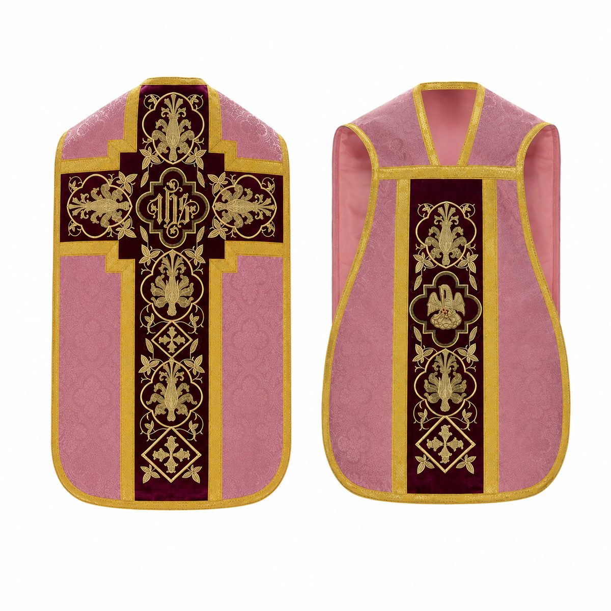 Chasuble romaine avec croix Rose
