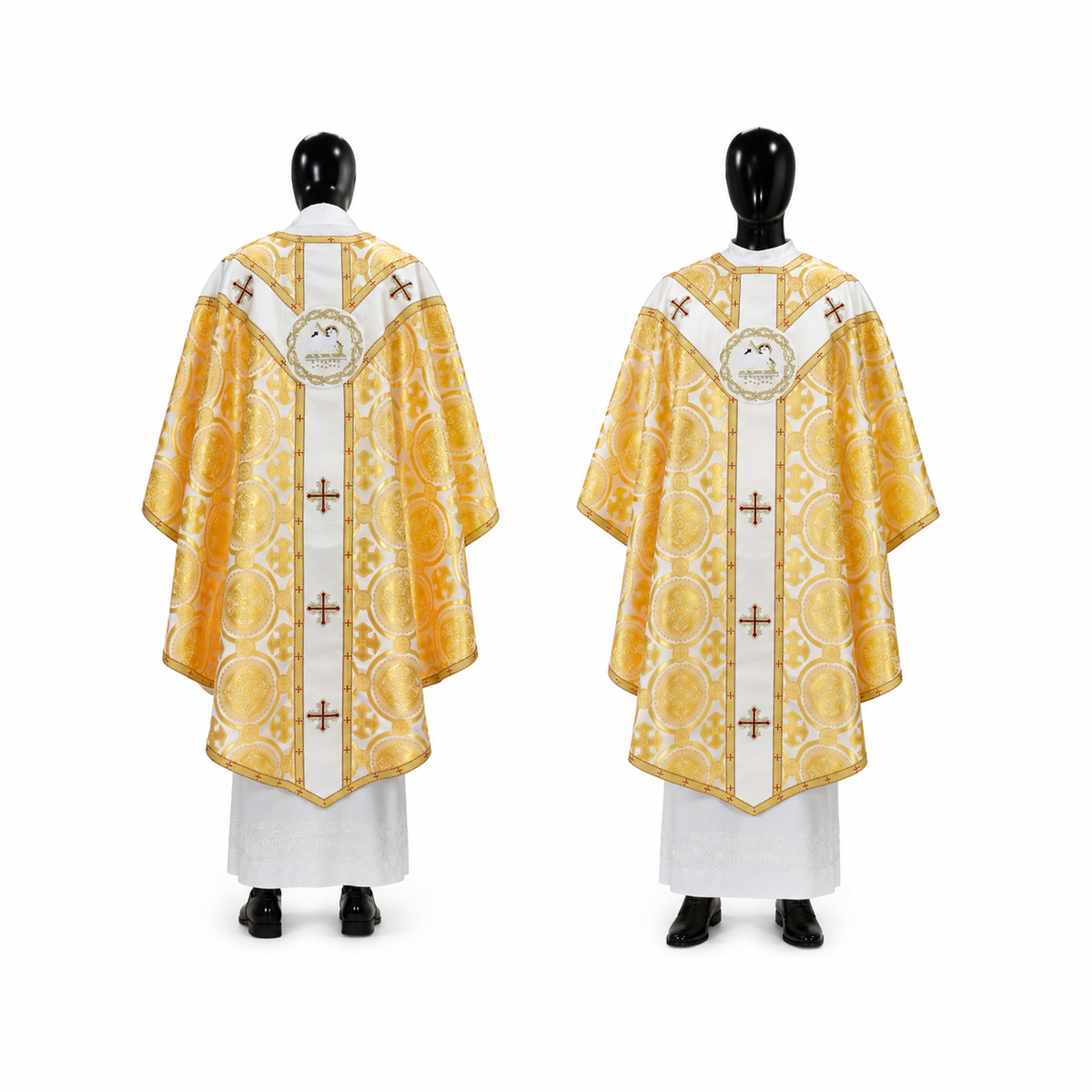 Chasuble semi-gothique Blanc Doré