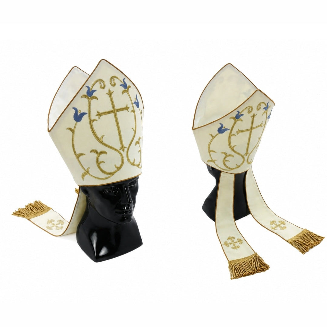 Mitre liturgique crème