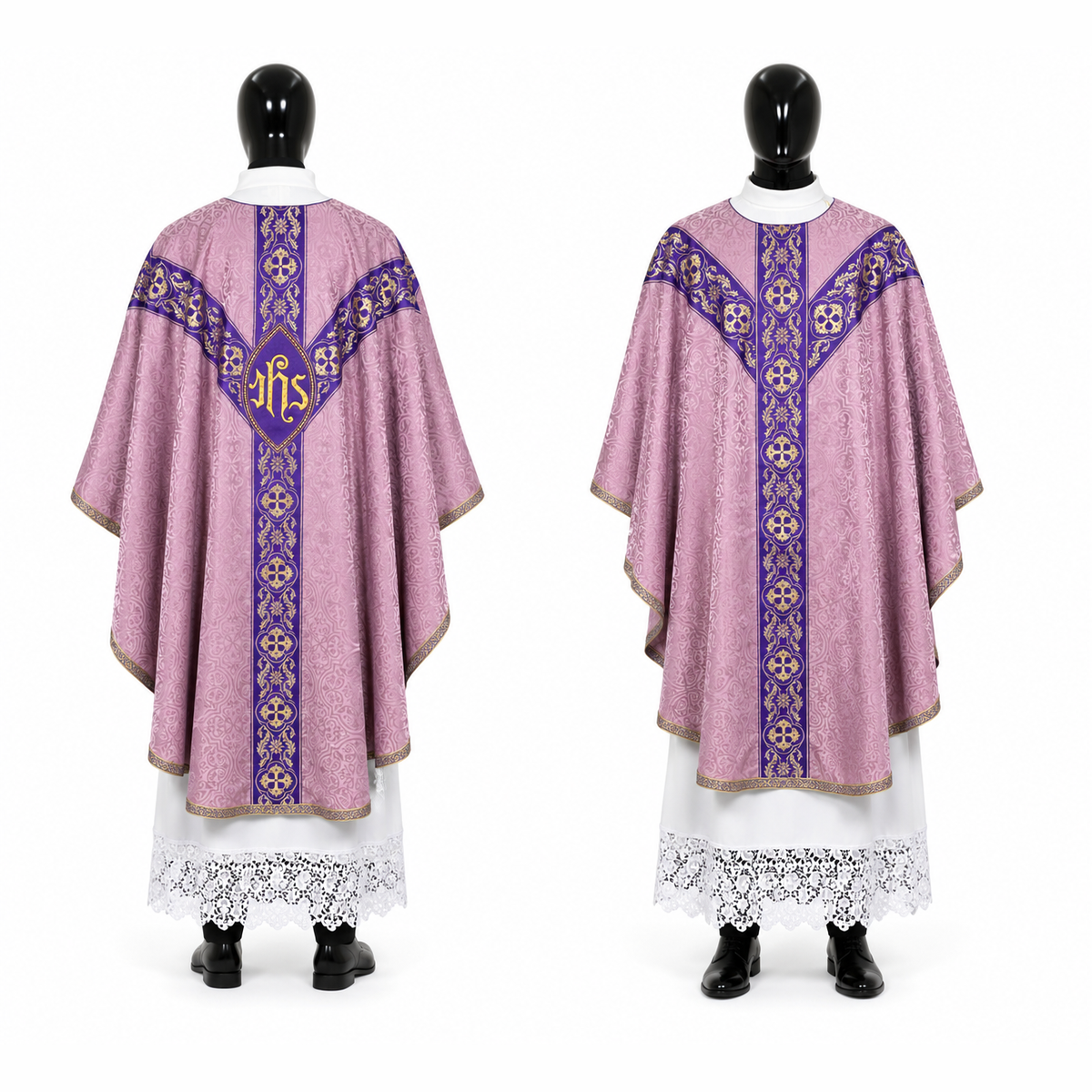 Chasuble semi-gothique rose