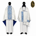 Voile liturgique marial blanc-bleu avec monogramme – WLKRB-022
