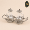 Ampoules en verre sur plateau doré à motif épis de blé et raisins – ASCM-005