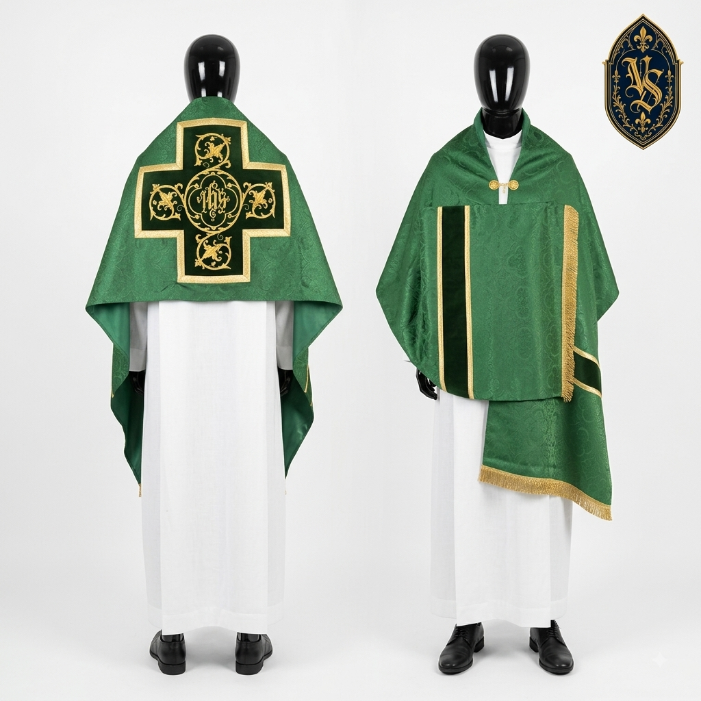Voile liturgique vert avec broderie IHS – WLKRB-008