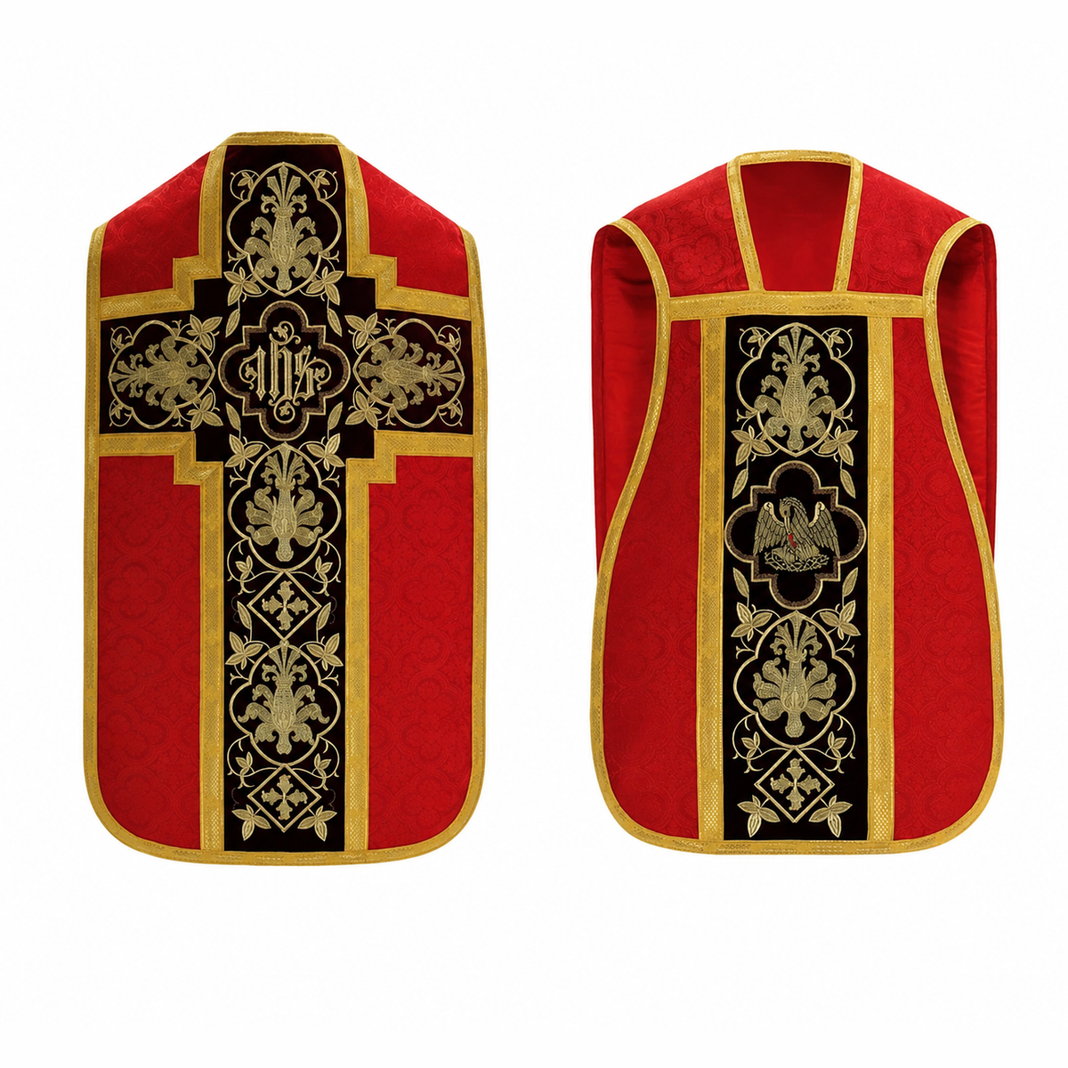 Chasuble romaine avec croix rouge