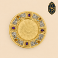 Patène liturgique faite à la main, en argent doré avec des pierres, 17 cm – PSCM-001