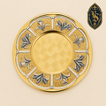 Patène en laiton doré avec motif d'épis de blé et de lys, fabriquée à la main – PSCM-016