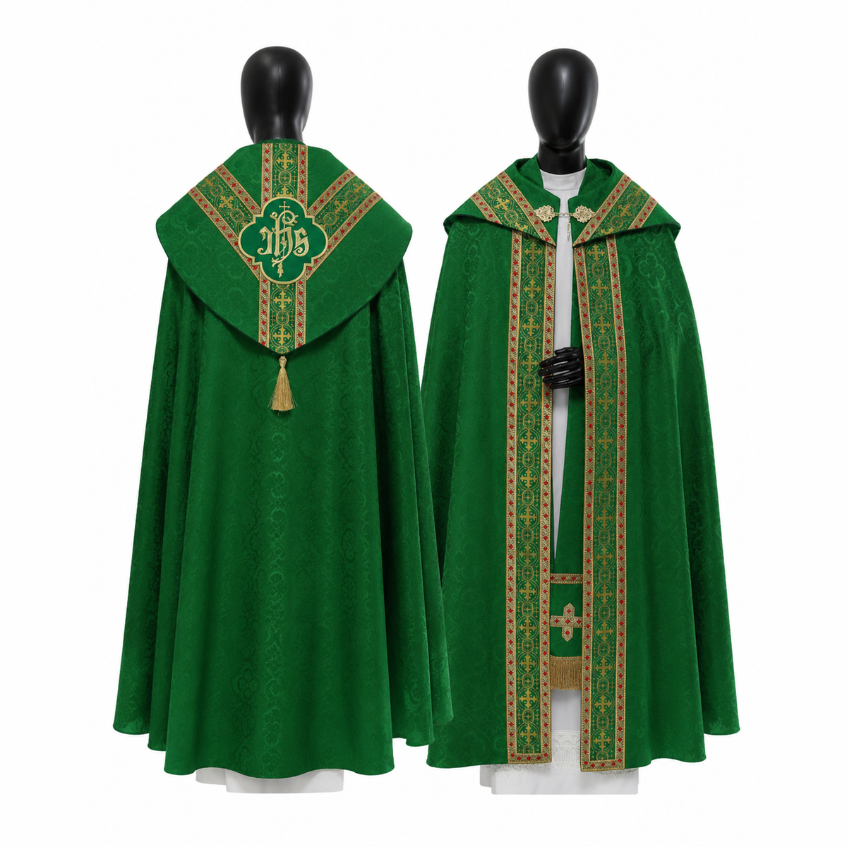 Chape liturgique semi-gothique verte