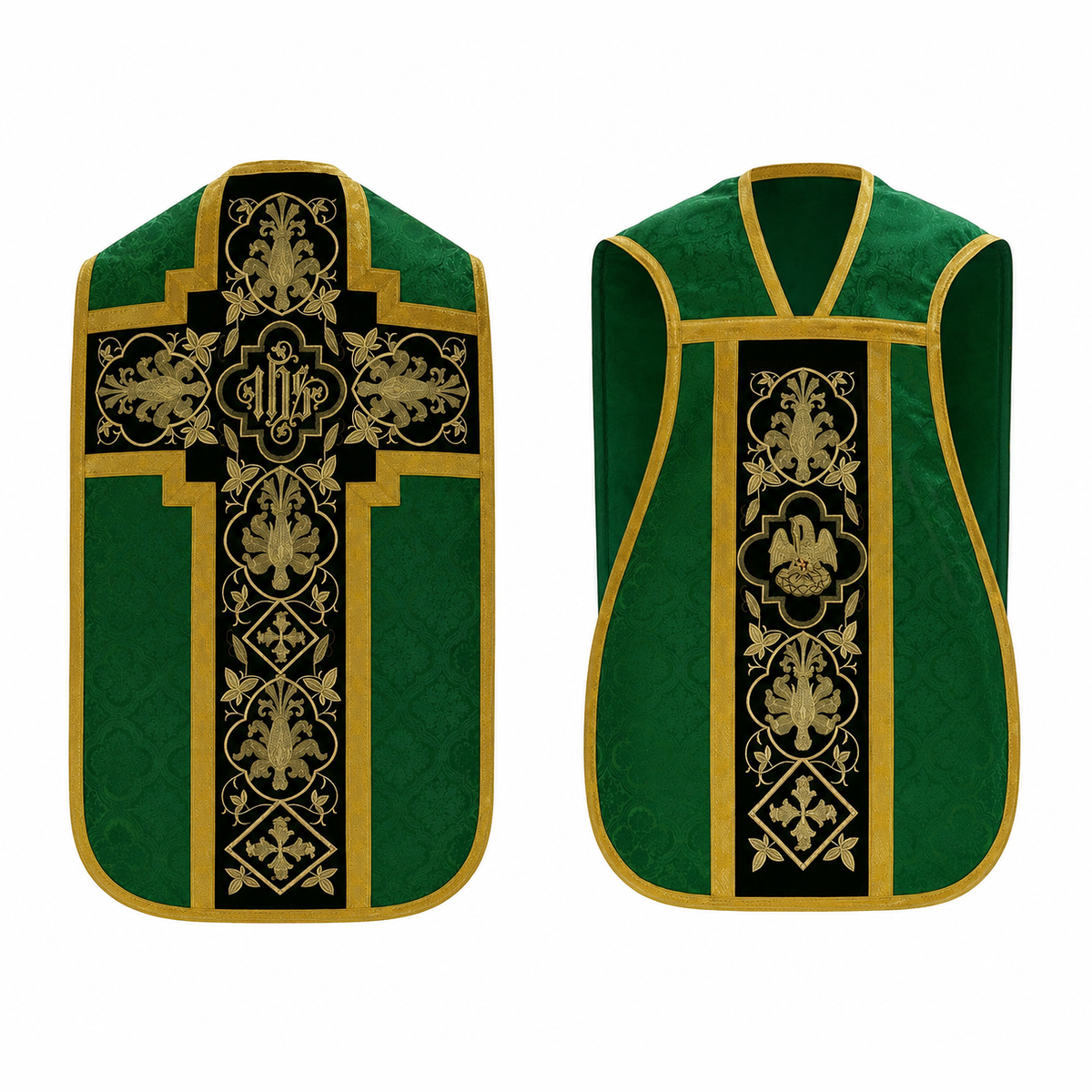 Chasuble romaine avec croix Verte