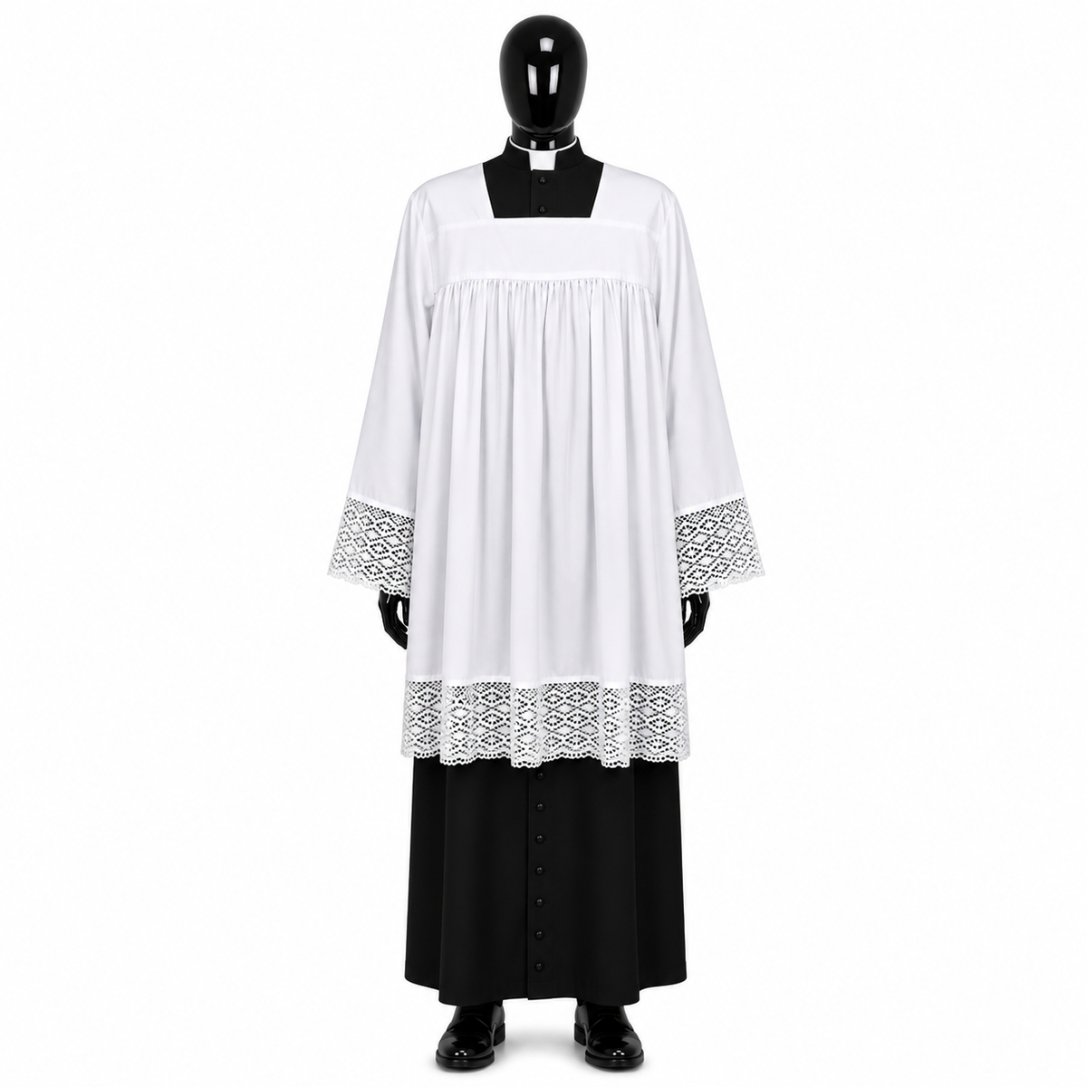 Surplis orné de dentelle de coton KM01-004