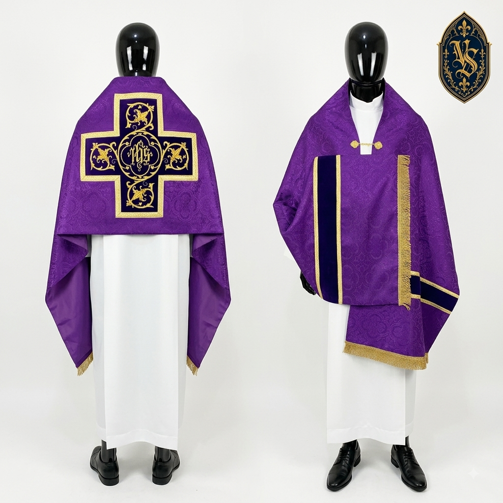 Voile de calice violet brodé IHS – WLKRB-010