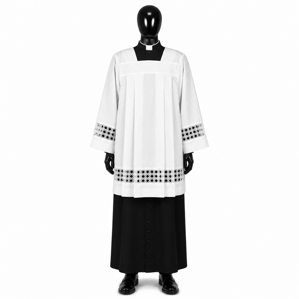 Surplis avec empiècement - guipure à petites fleurs KM01-013