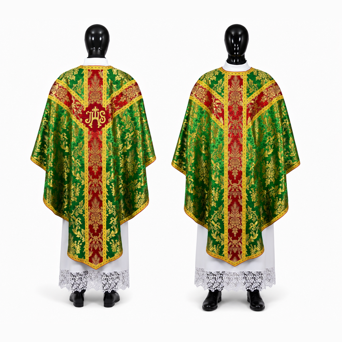 Chasuble semi-gothique Vert-Rouge