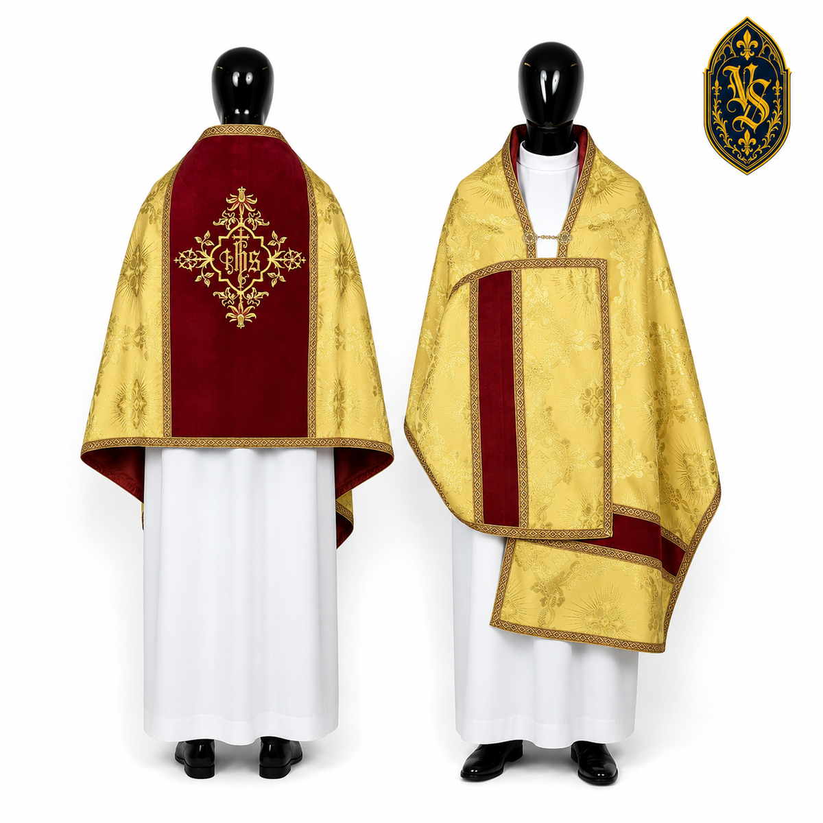 Voile de lutrin doré avec broderie IHS – WLKRB-021