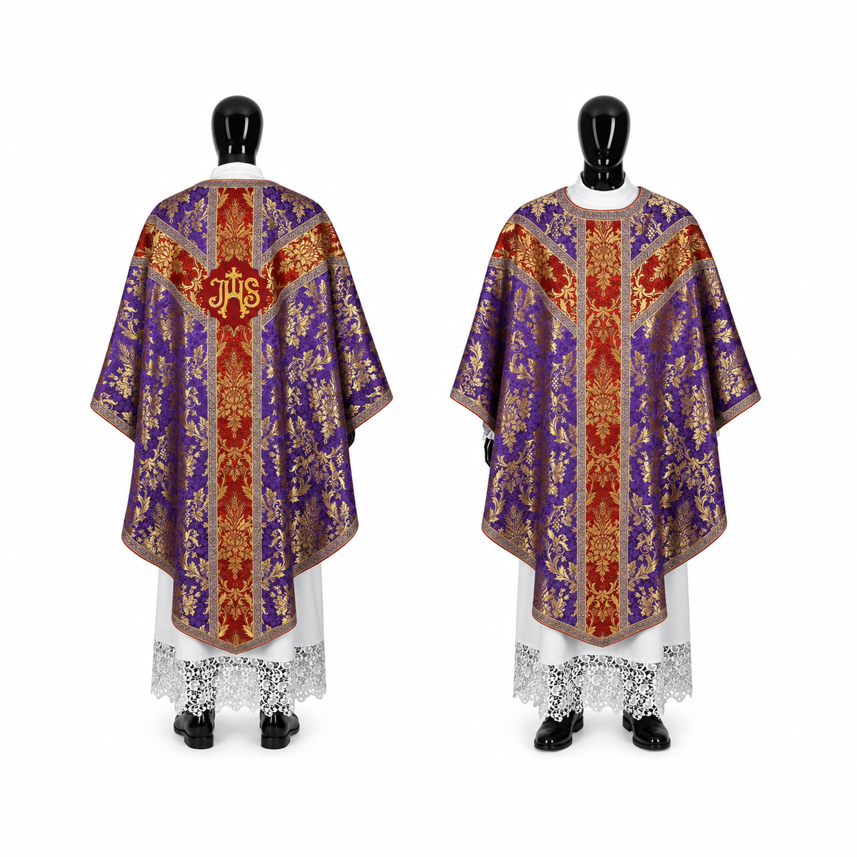 Chasuble semi-gothique Violet-rouge