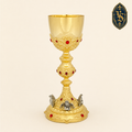 Calice de messe doré, richement orné de pierres rouges 29 cm – KSCM-018
