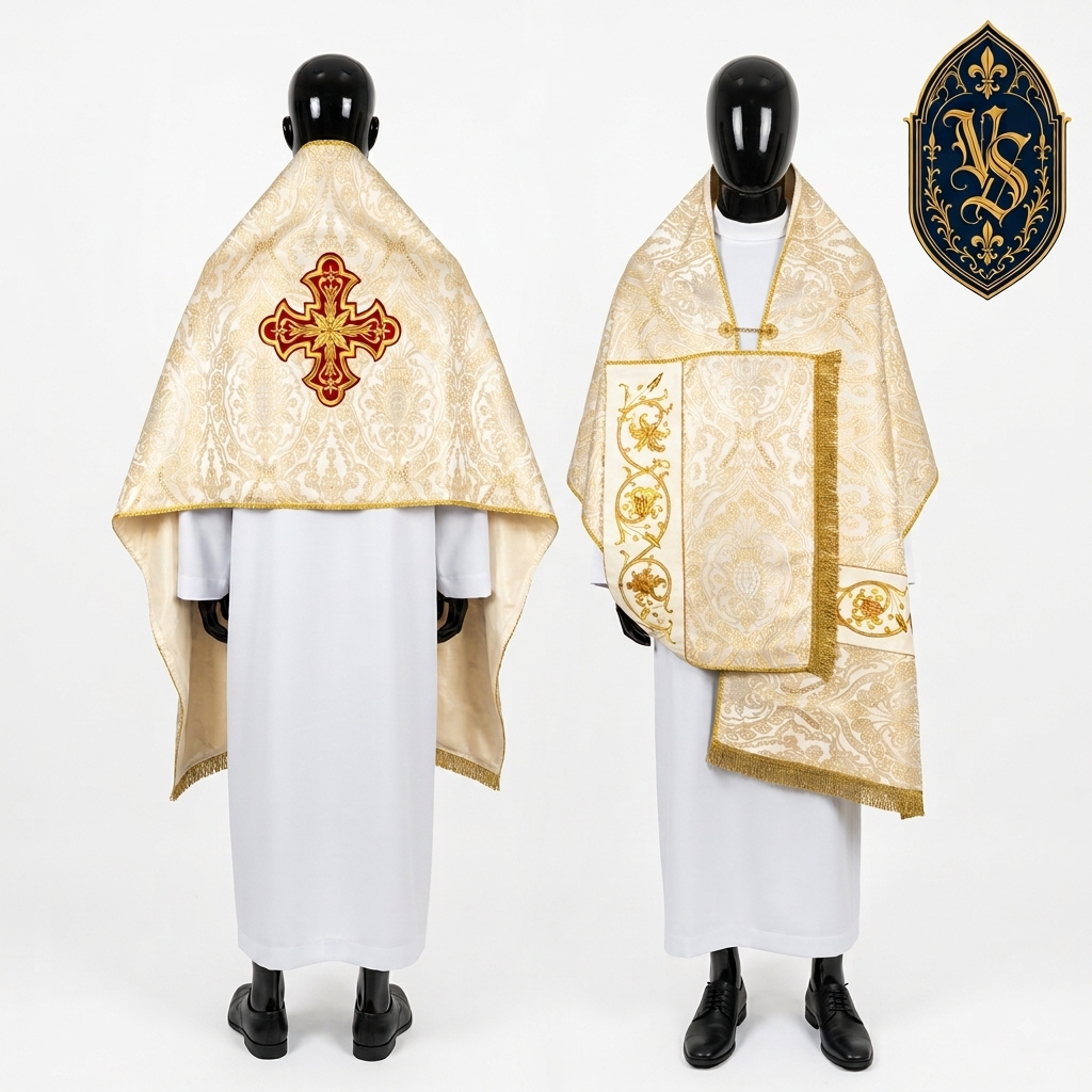 Voile de calice liturgique or clair avec broderie liturgique WLKRB-012