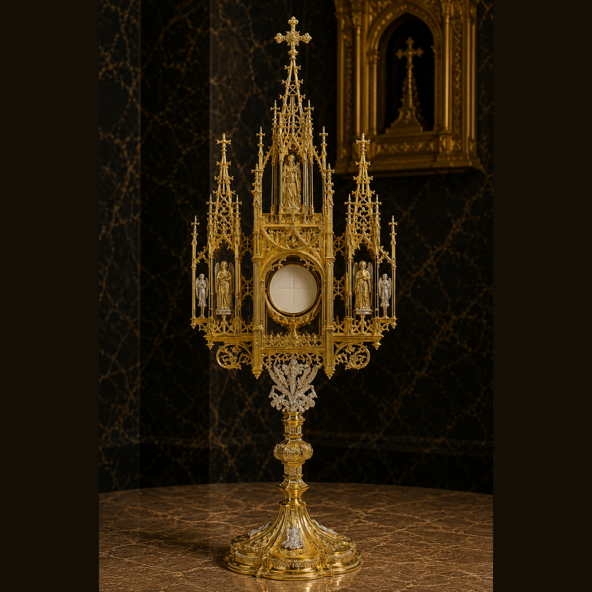 Ostensoir "Caelestis Templum", style néogothique, hauteur 76 cm, SCM-008
